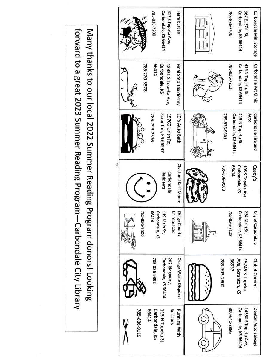 Summer reading Donor List